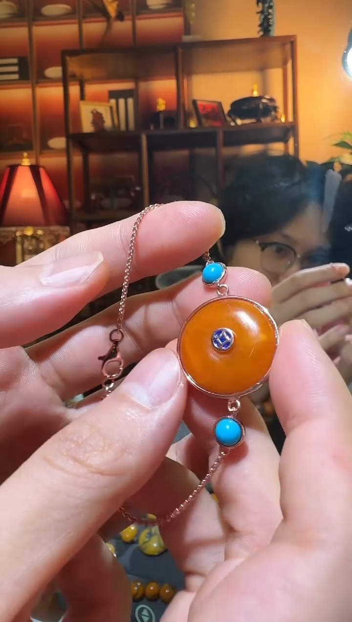 蜜蜡颈饰银S925镶嵌262天然蜜蜡珠宝奇石