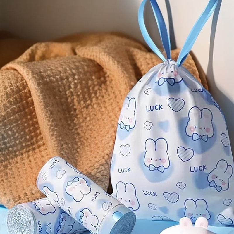 垃圾袋抽绳式蓝心兔超可爱小兔子卡通家用厨房手提式大垃圾袋特厚