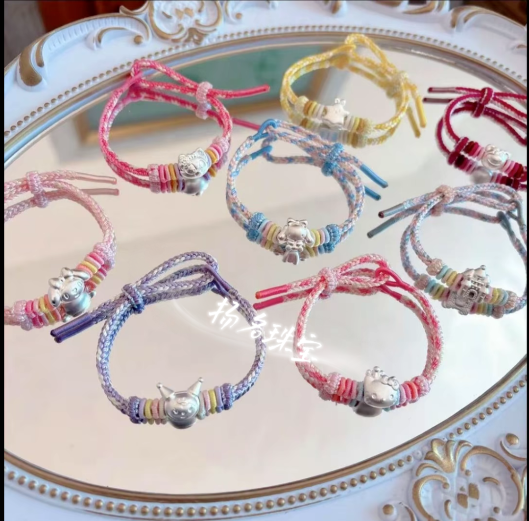 足银手链 999三丽鸥纯银手链hellokitty美乐蒂玉桂狗百搭闺蜜礼物