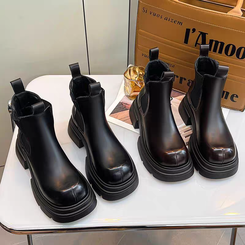 （单里）切尔西马丁靴女单靴2025新款厚底烟管中筒靴短靴  798-3