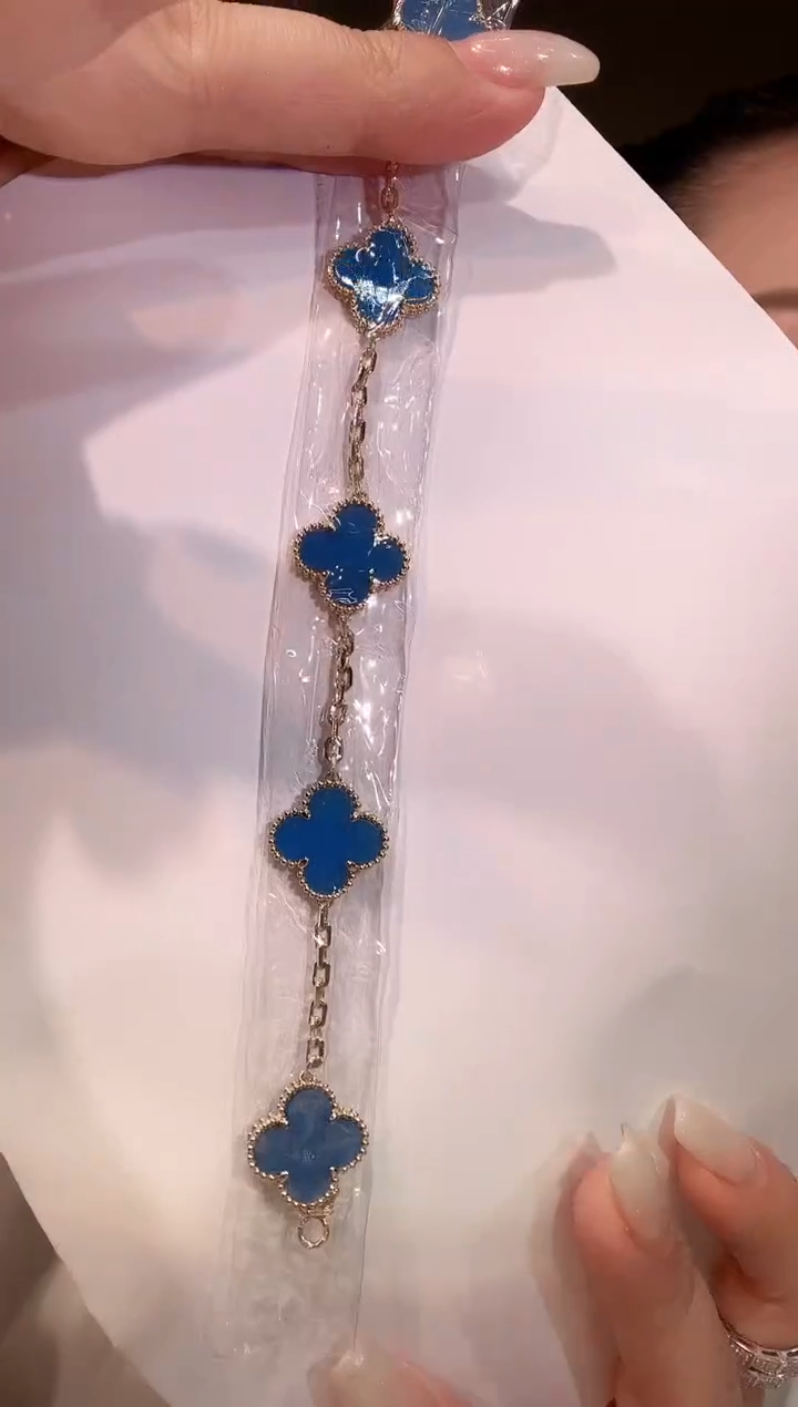【闪购商品】玛瑙/玉髓手链18K金镶嵌蓝色