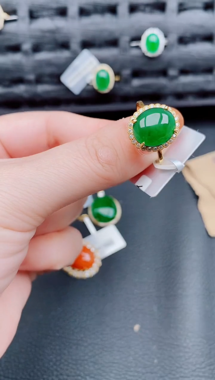 【闪购商品】翡翠戒指银S925镶嵌天然a货翡翠579