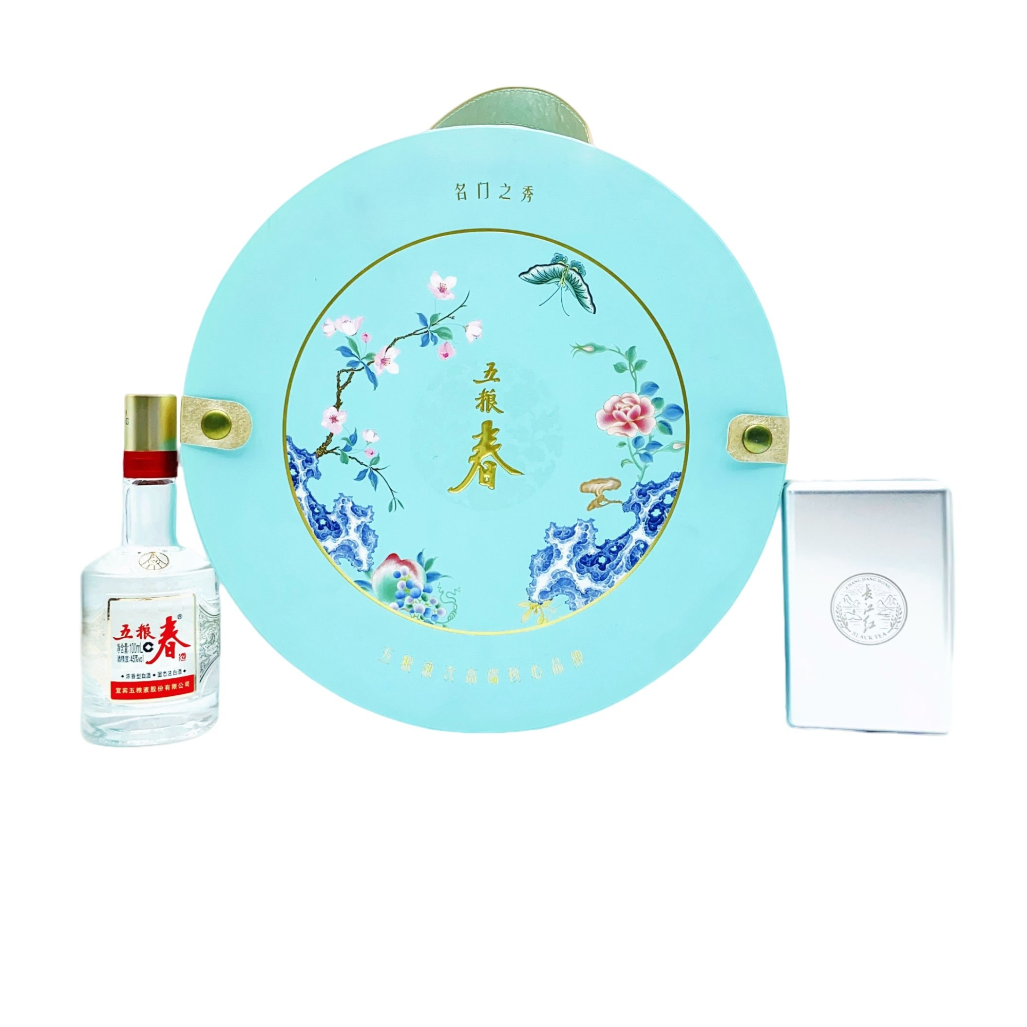 五粮液2022年五粮春名门之秀礼盒+长江红茶礼盒45度100ml