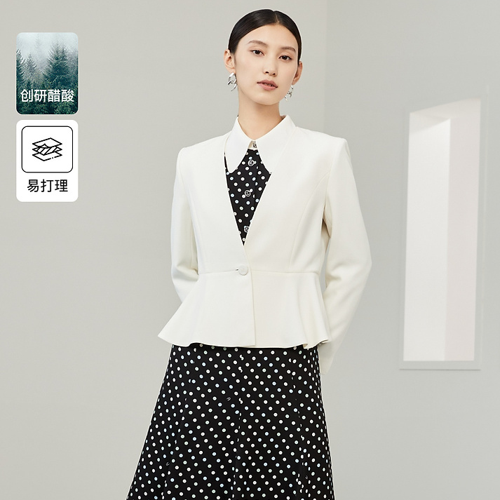 25年【商场同款】新品含醋酸西装外套收腰显瘦女神范女人味西装外套