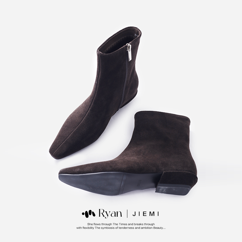 【石头Ryan】托斯卡纳丨极简哲学几何重塑柔雾反绒薄绒短靴W58XZ807