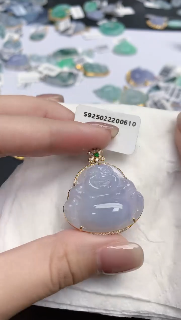 【闪购商品】翡翠颈饰18K金镶嵌天然缅甸翡翠A货