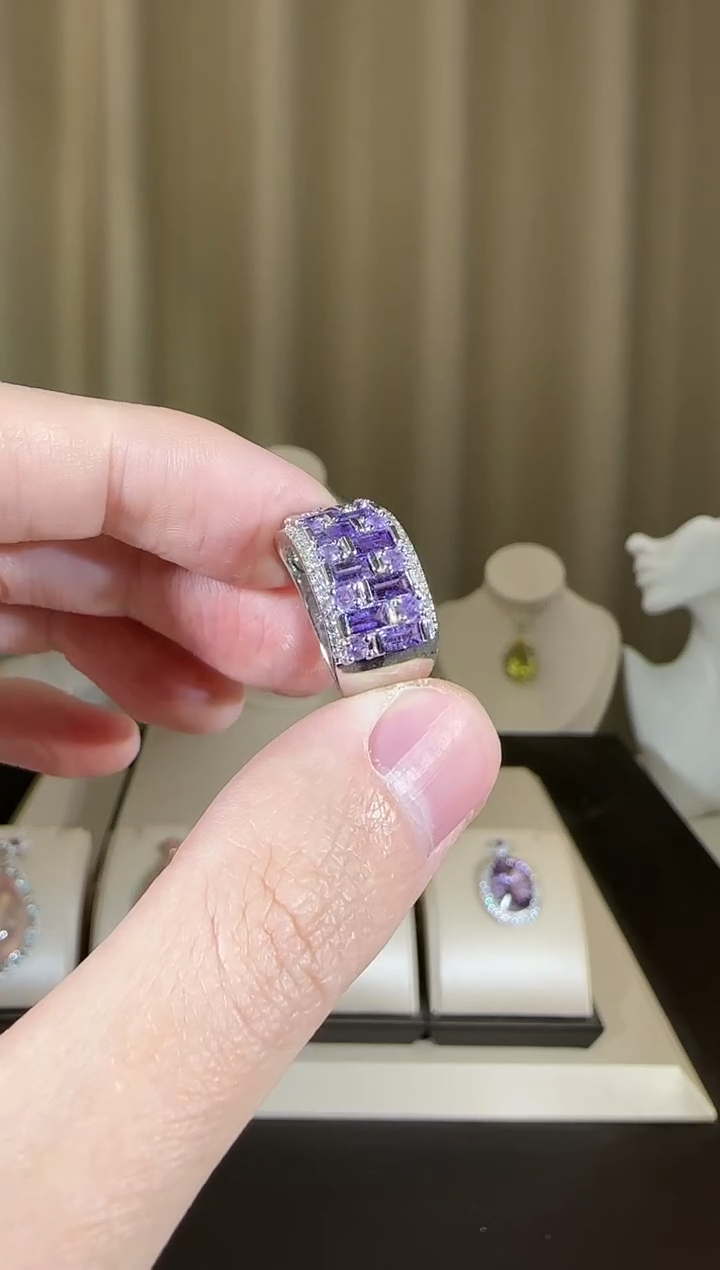 【闪购商品】紫晶戒指银S925镶嵌设计款