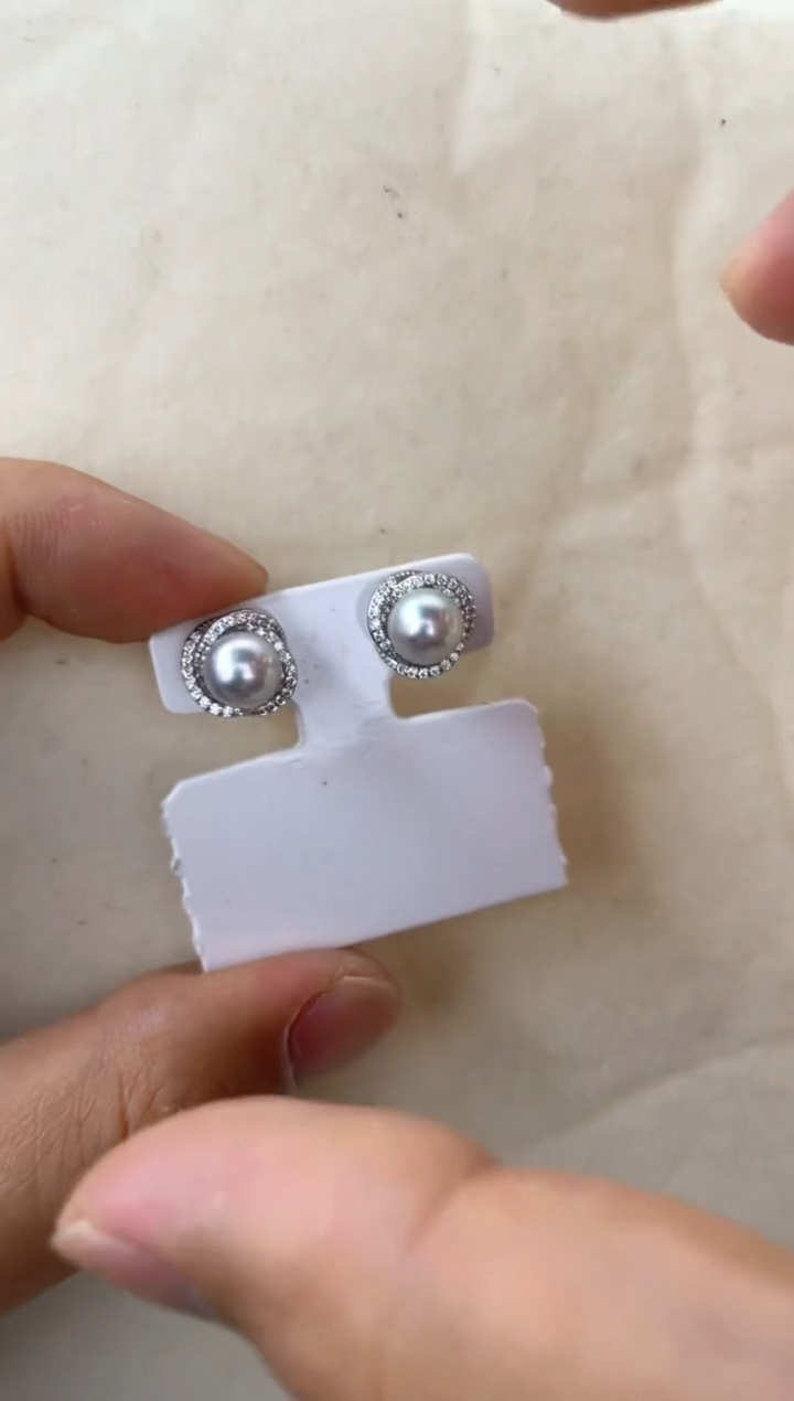 【闪购商品】海水珍珠耳饰银S925镶嵌耳钉