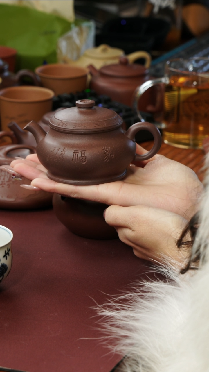 【闪购商品】紫砂茶杯原矿刻绘紫砂壶