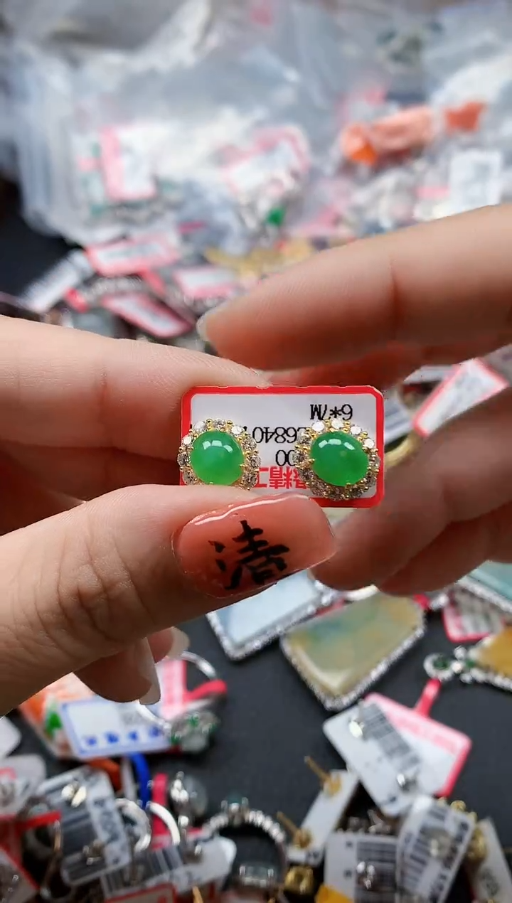 银S925镶嵌戒指翡翠天然A货缅甸翡翠