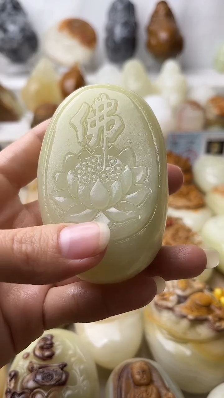 石材古青石棉纹正常不退换佛莲花