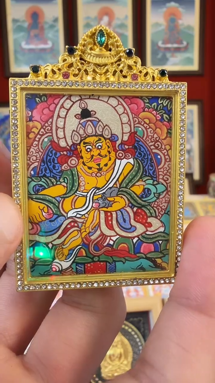 吊坠黄财神-热贡纯手绘毛毛