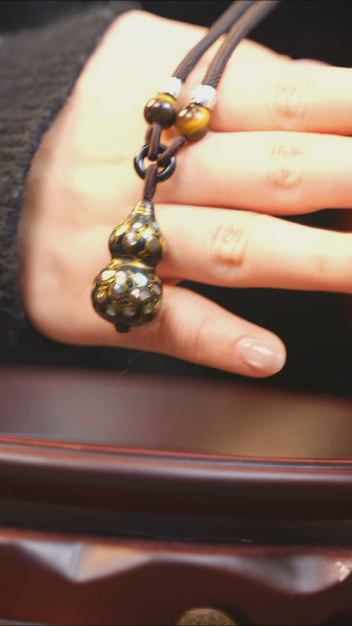 【闪购商品】黑金大漆紫光檀螺钿小脖挂