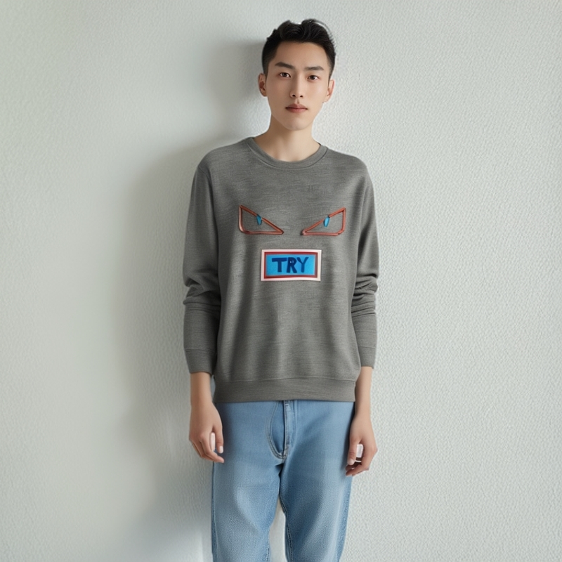 99新 FENDI/芬迪 11263435小恶魔圆领男士卫衣 灰色 46码