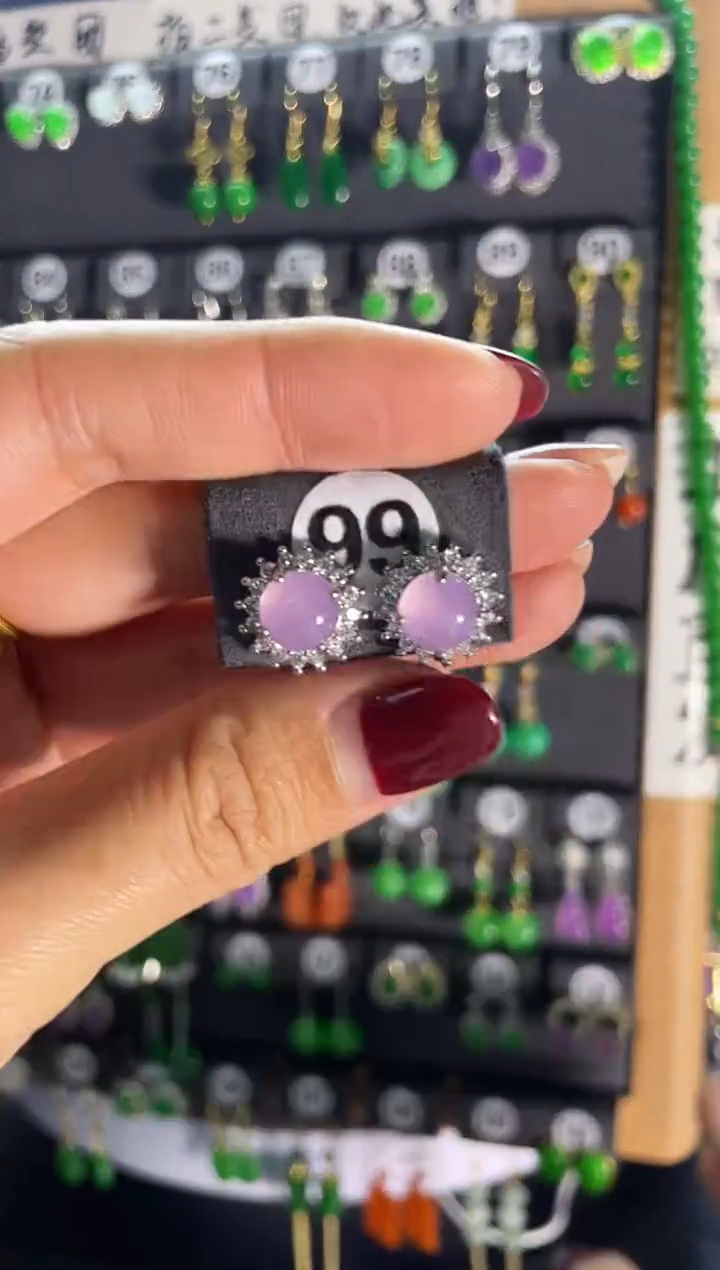 【闪购商品】翡翠耳饰银S925镶嵌99..