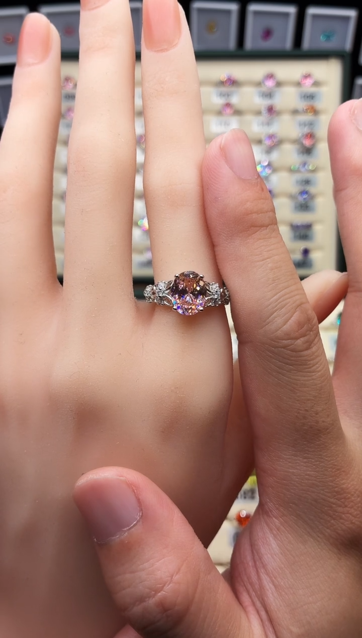 戒指彩色蓝宝石银S925镶嵌111