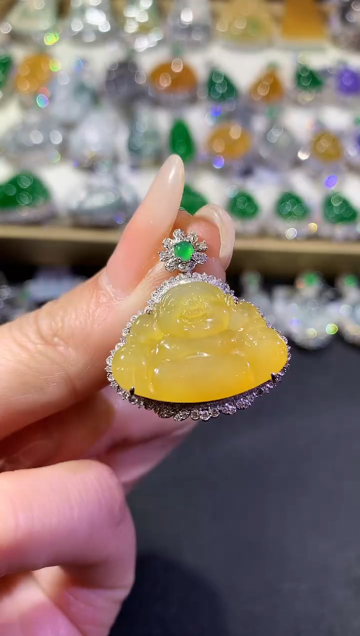 【闪购商品】翡翠吊坠(不含链)18K金镶嵌57-佛公