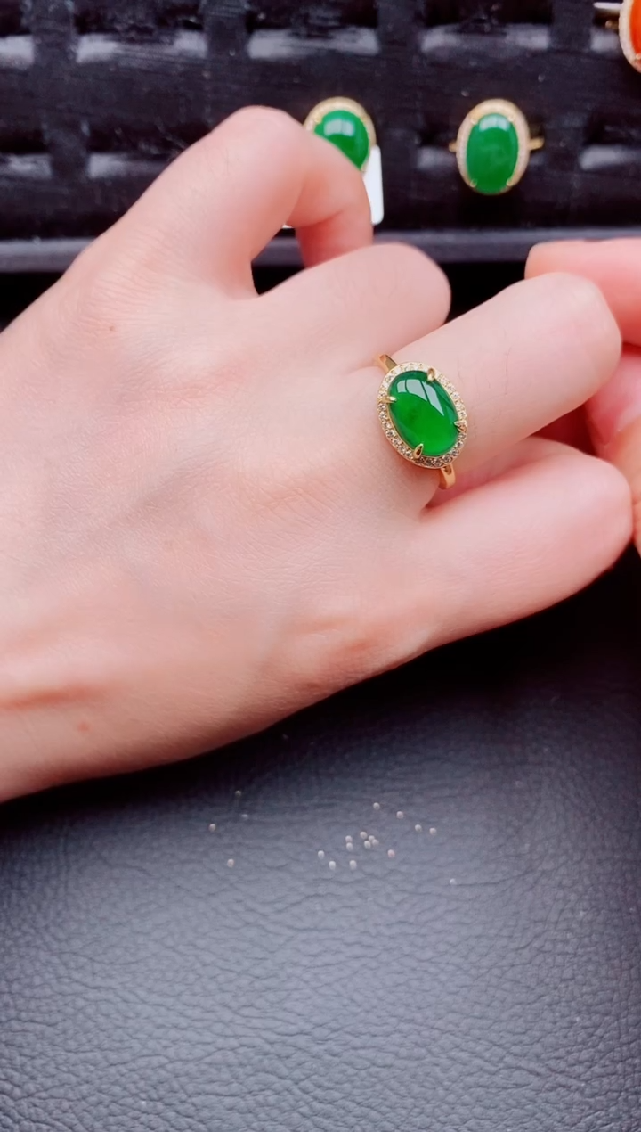 翡翠戒指银S925镶嵌天然a货翡翠716