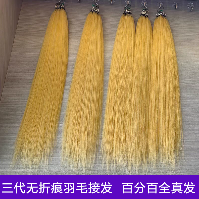 无折痕羽毛接发真发三代羽毛八度色底色越南发潮色可烫染拉可复用