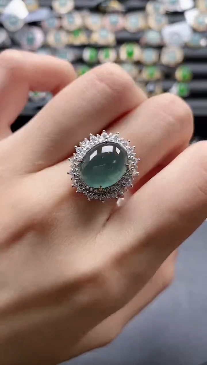 【闪购商品】翡翠戒指银S925镶嵌51511