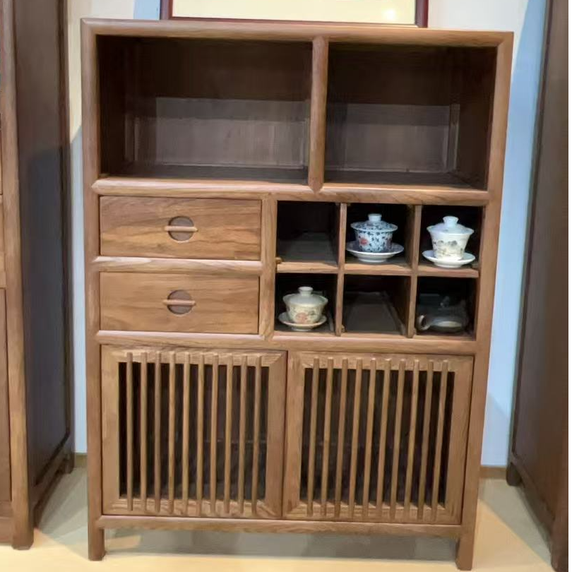 老榆木置物柜餐边柜新中式矮书柜储物柜客厅矮柜落地置物柜边角柜