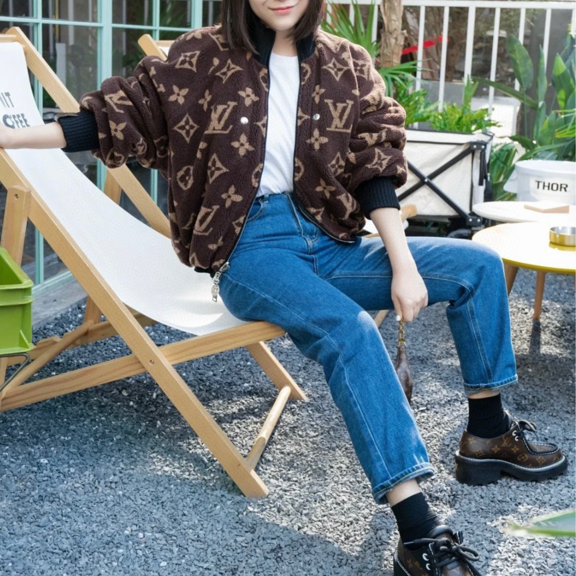 未使用 LouisVuitton/路易威登 双面穿满印外套36码 D18054