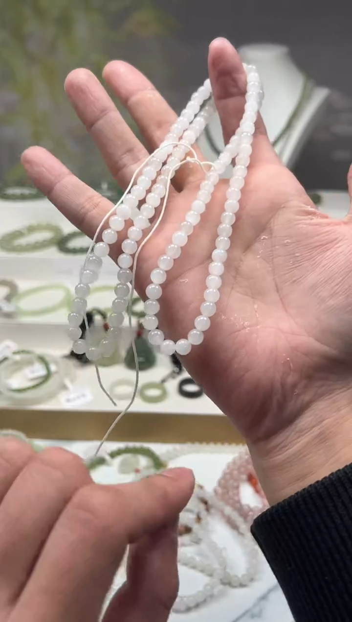 【闪购商品】和田玉手串未镶嵌卡6白玉108颗有包容