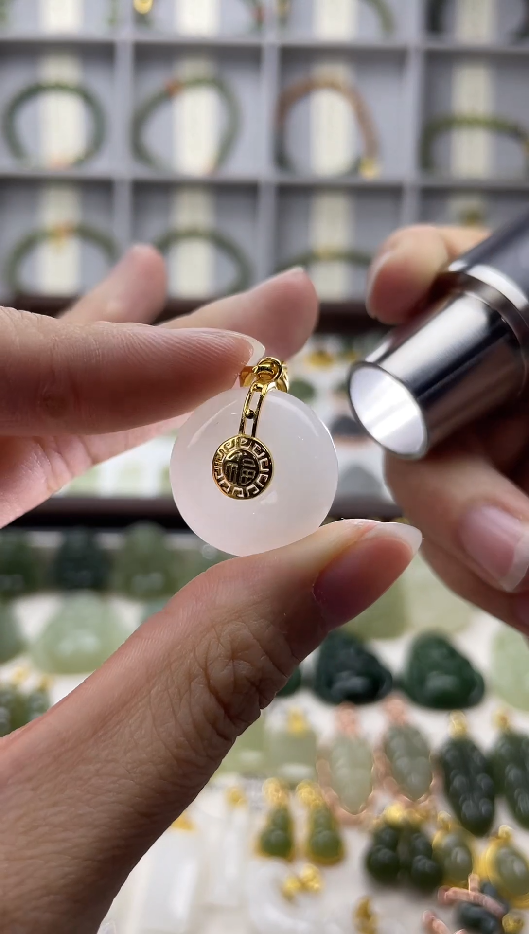 吊坠(不含链)银S925镶嵌和田玉吊坠(不含链) 银S925镶嵌 和田玉