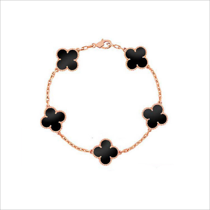精工CNC 黑色四叶草手链设计轻奢气质 8234