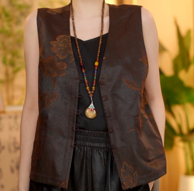 慧  新中式国风 1176256 双面双穿 湖丝 龙贡缎 马甲 L58