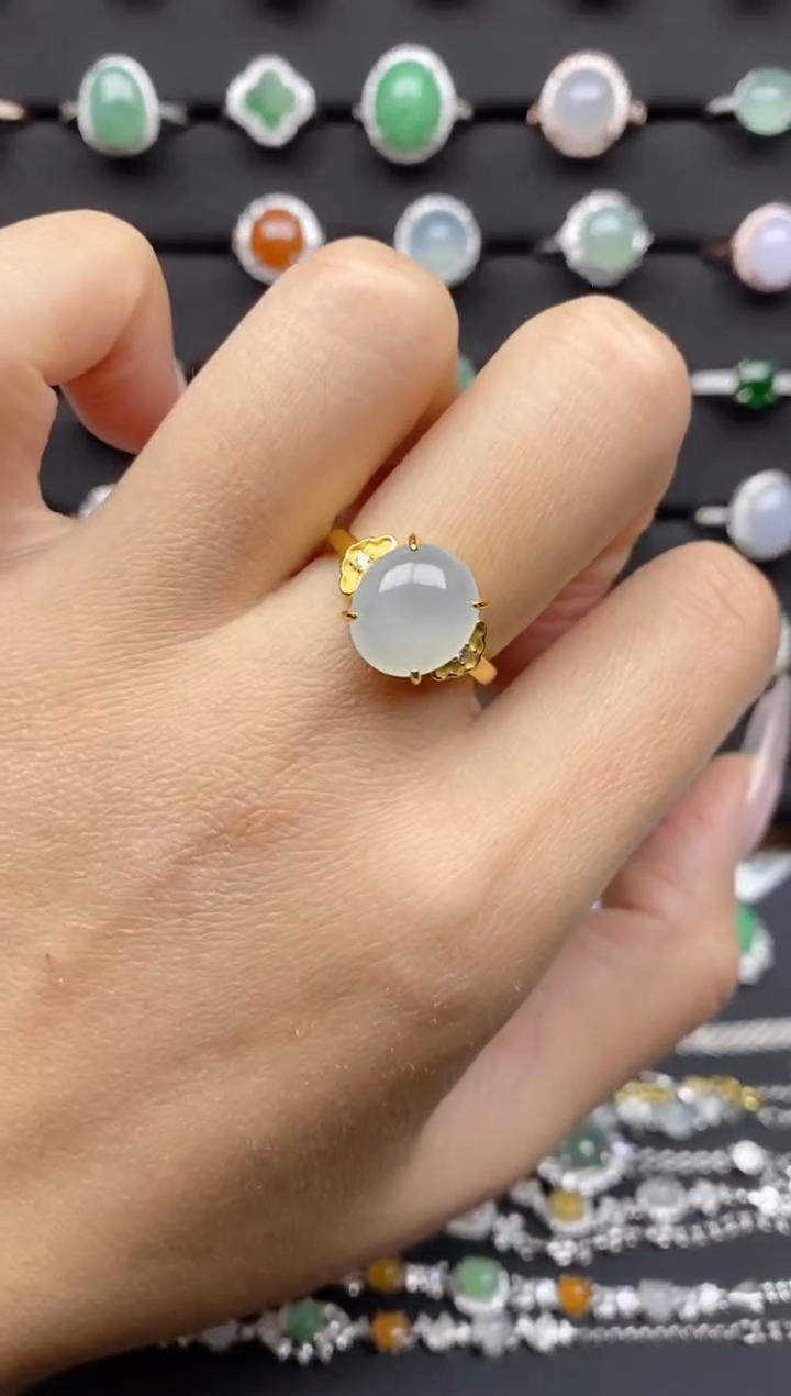 【闪购商品】翡翠戒指银S925镶嵌 S925银镶嵌翡翠戒指