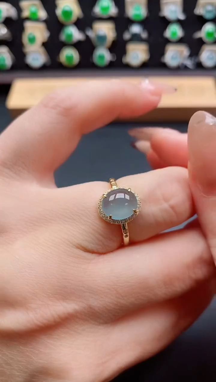 银S925镶嵌戒指翡翠1