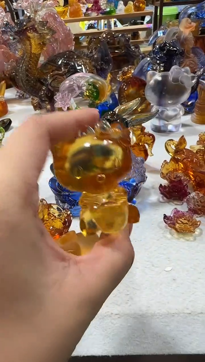 琉璃手工艺品hello Kitty琥珀色