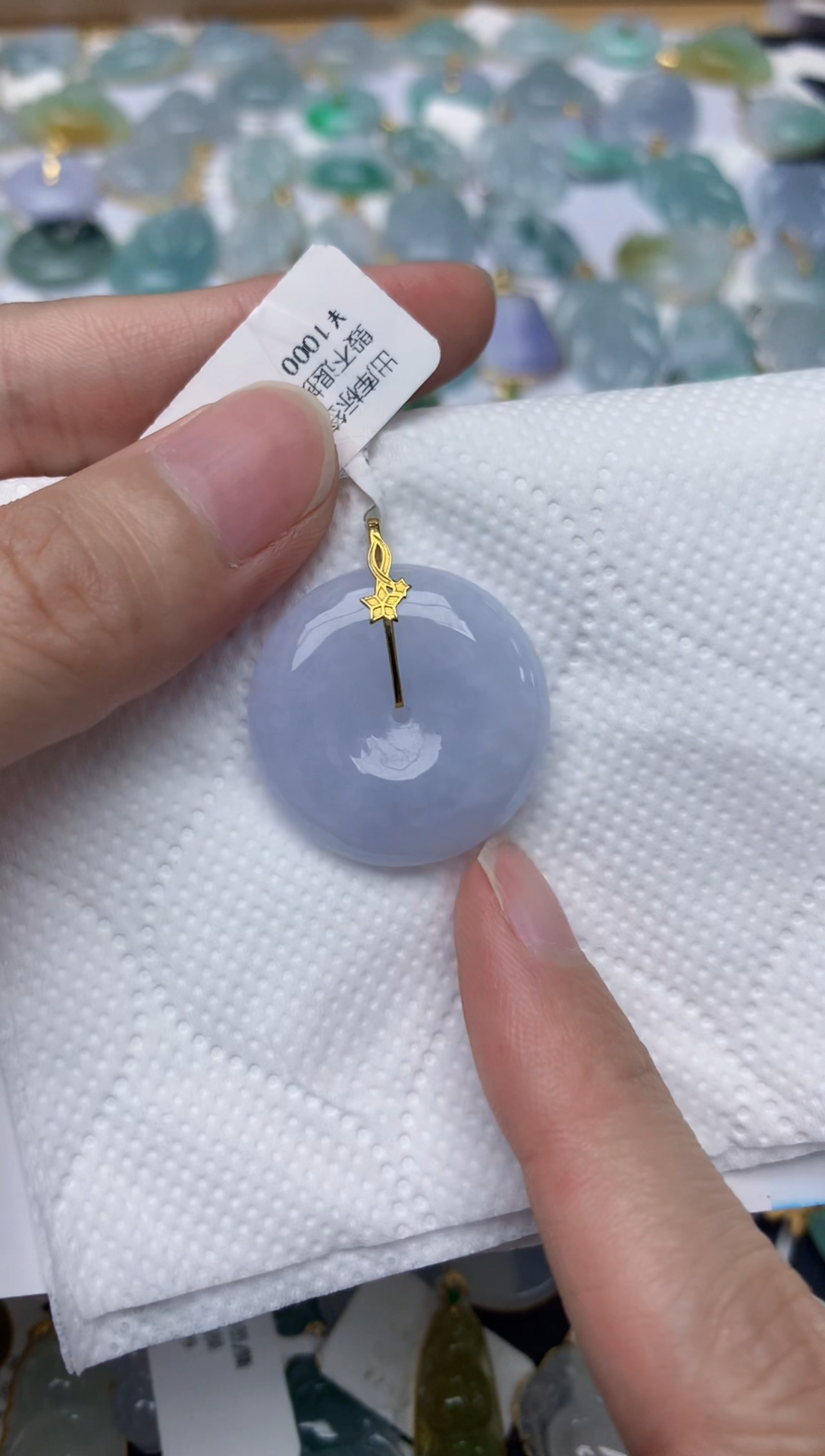 翡翠18K金镶嵌颈饰天然A货翡翠
