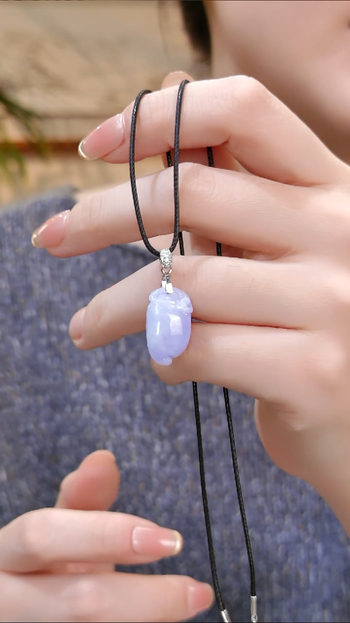 颈饰银S925镶嵌翡翠国风