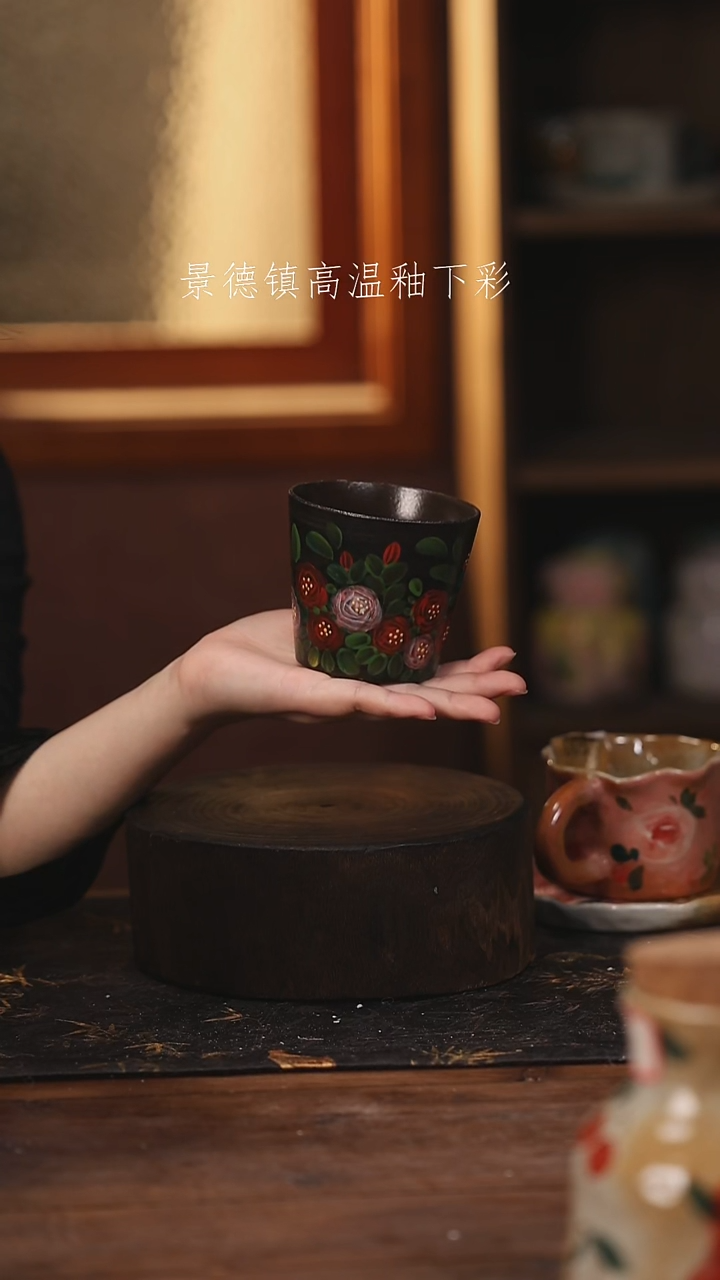 陶瓷 景德镇高温釉下手绘陶瓷@L035@