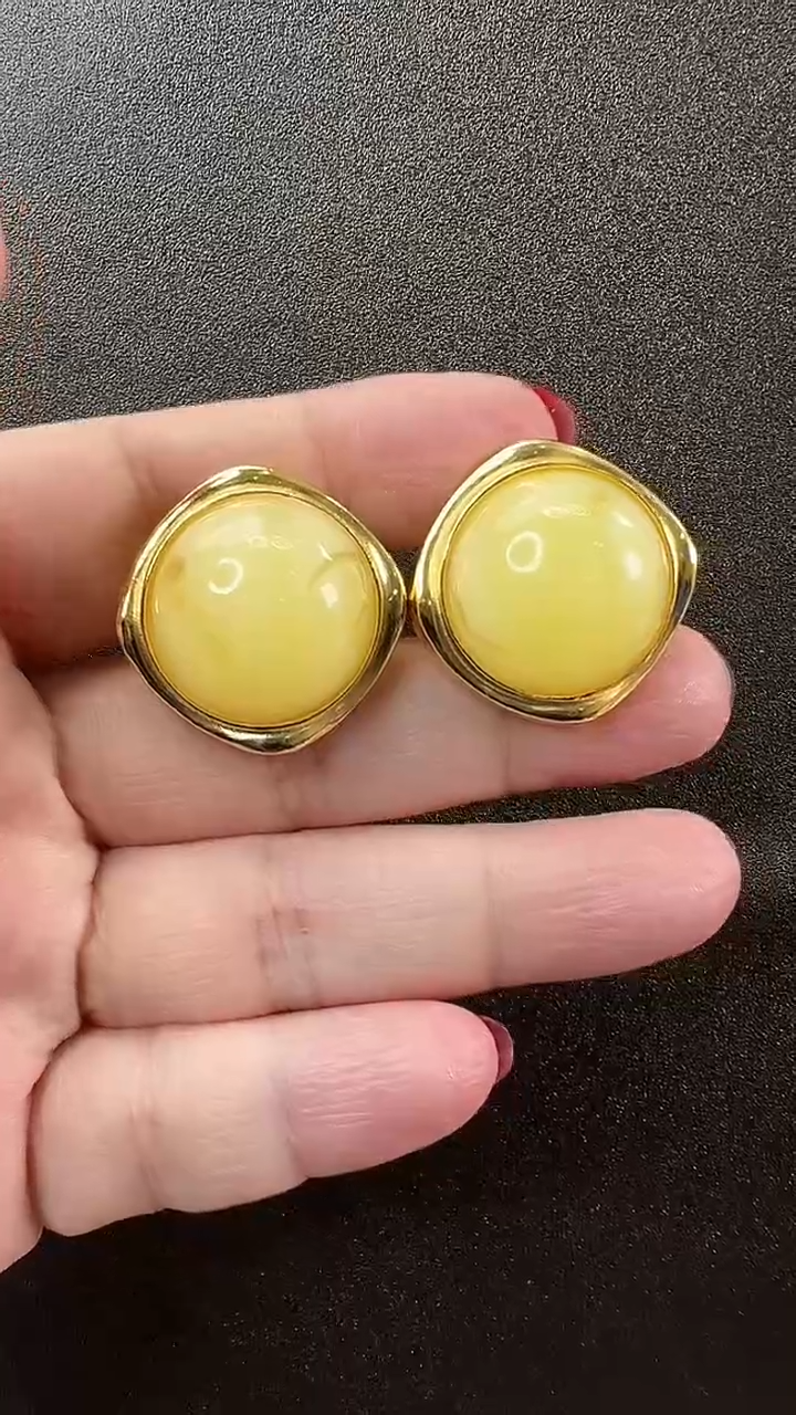 【闪购商品】琥珀耳饰银S925镶嵌耳环