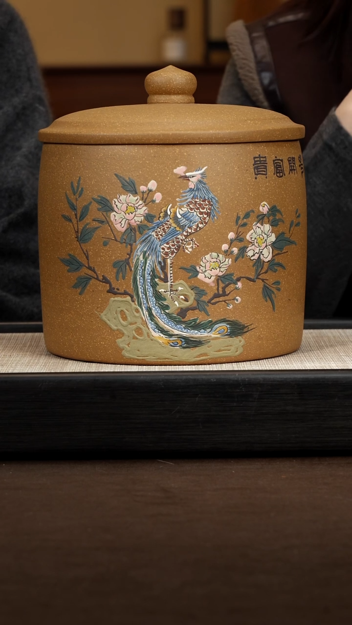 茶壶紫砂【P008】花鸟茶罐
