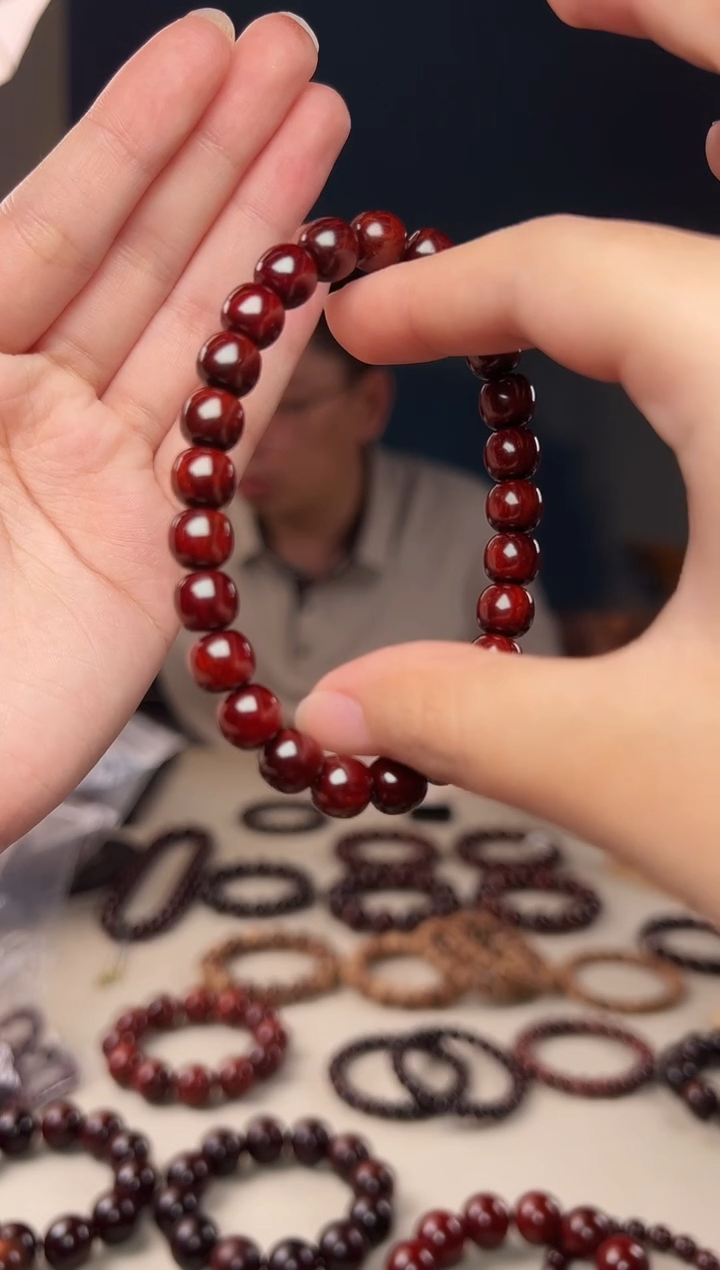 檀香紫檀（小叶紫檀）手串/手链牧**市8x8.8 精工小单圈 无胶无蜡