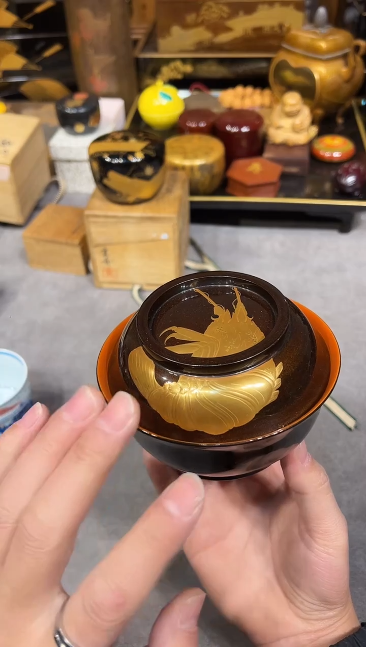 高肉金莳绘 满金梨地 盖碗单只