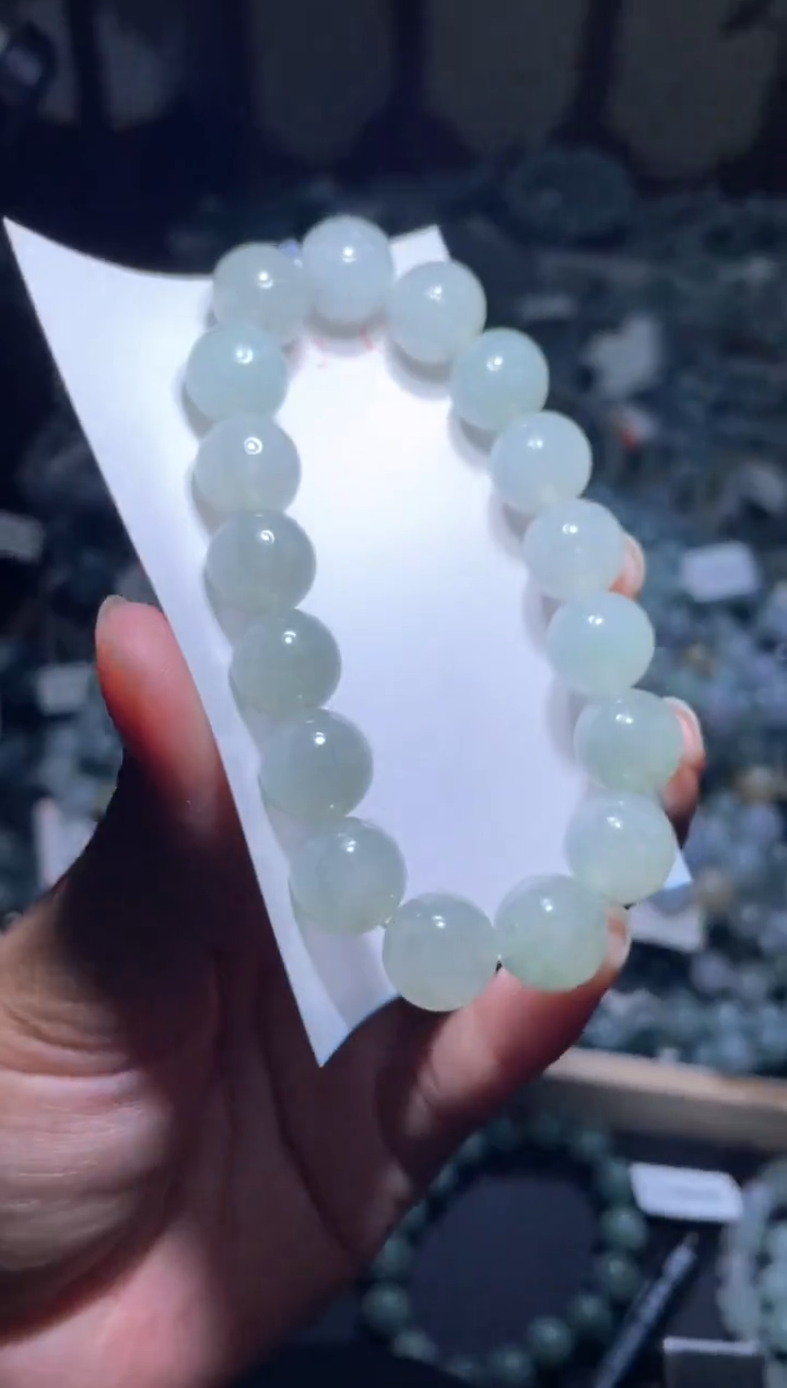 未镶嵌定制翡翠天然缅甸翡翠手串36
