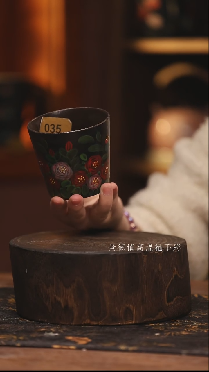 陶瓷景德镇高温釉下手绘陶瓷@L035@