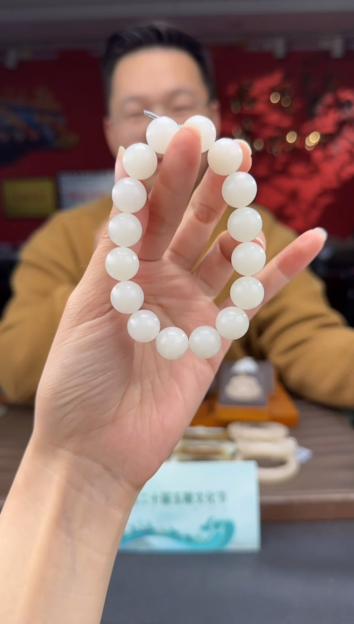 未镶嵌手串和田玉白玉单圈手串