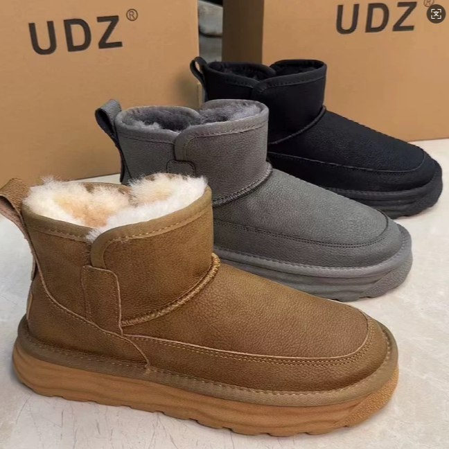 34 UDZ 断码清仓牛皮羊毛一体雪地靴男