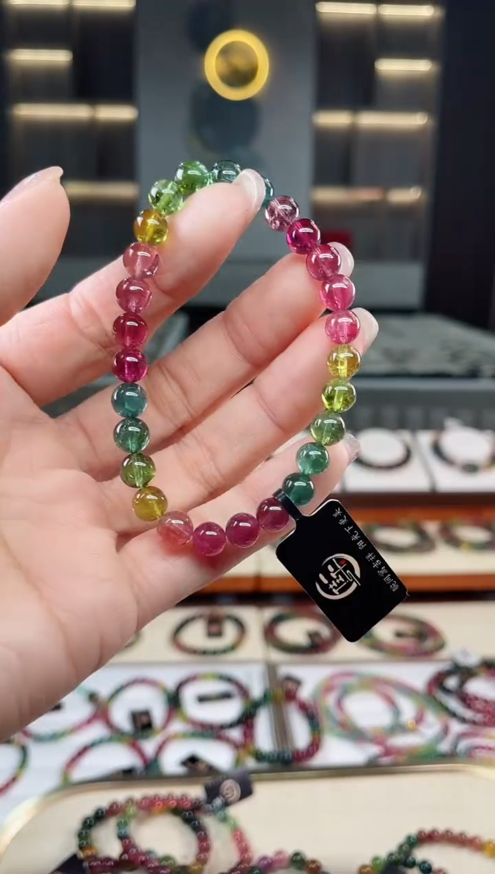 未镶嵌老矿碧玺彩虹单圈手串6mm+碧玺多样性发一条 T