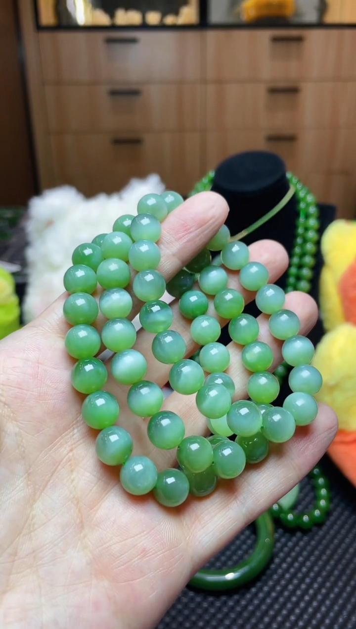 颈饰未镶嵌和田玉和田玉碧玉手串10mm多样性其一发货