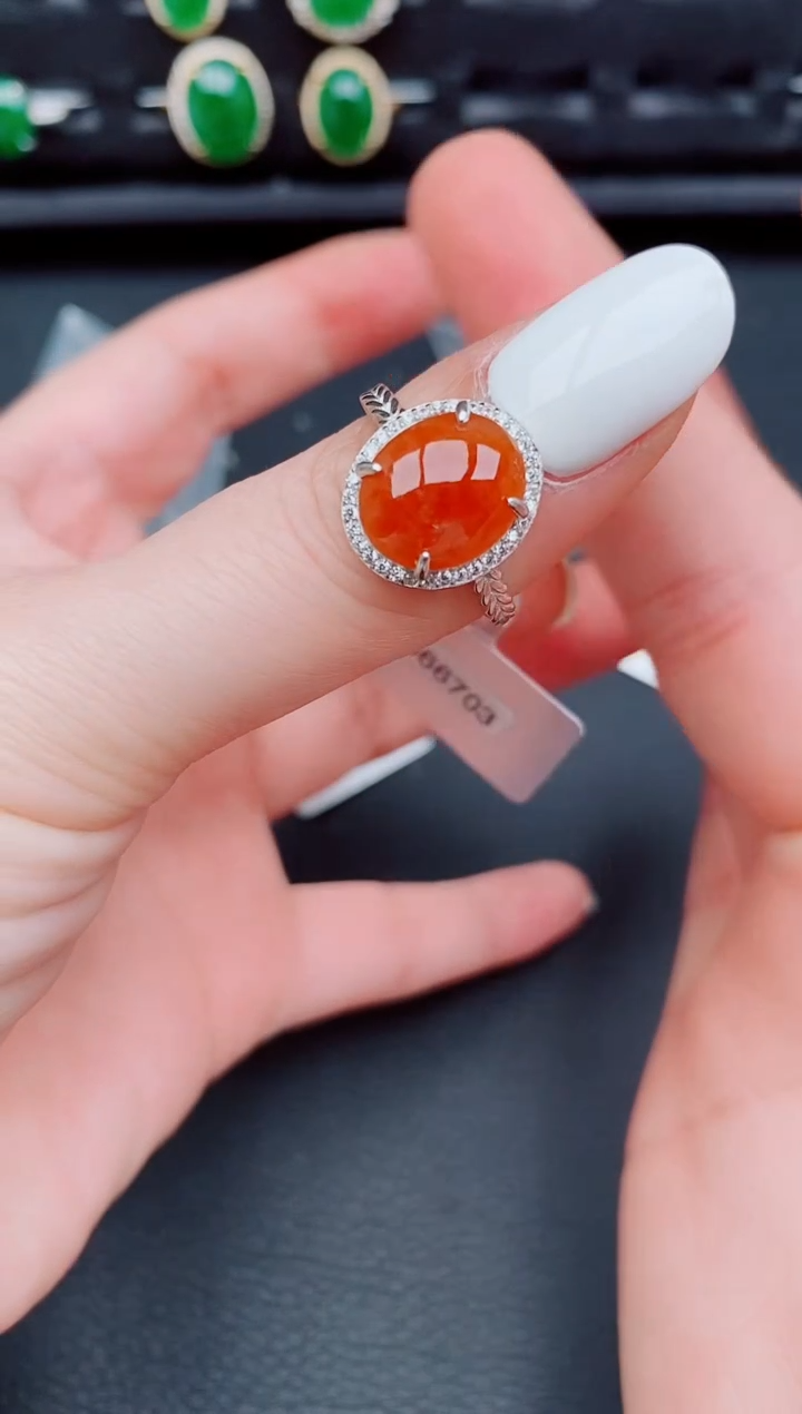 【闪购商品】翡翠戒指银S925镶嵌天然a货翡翠575