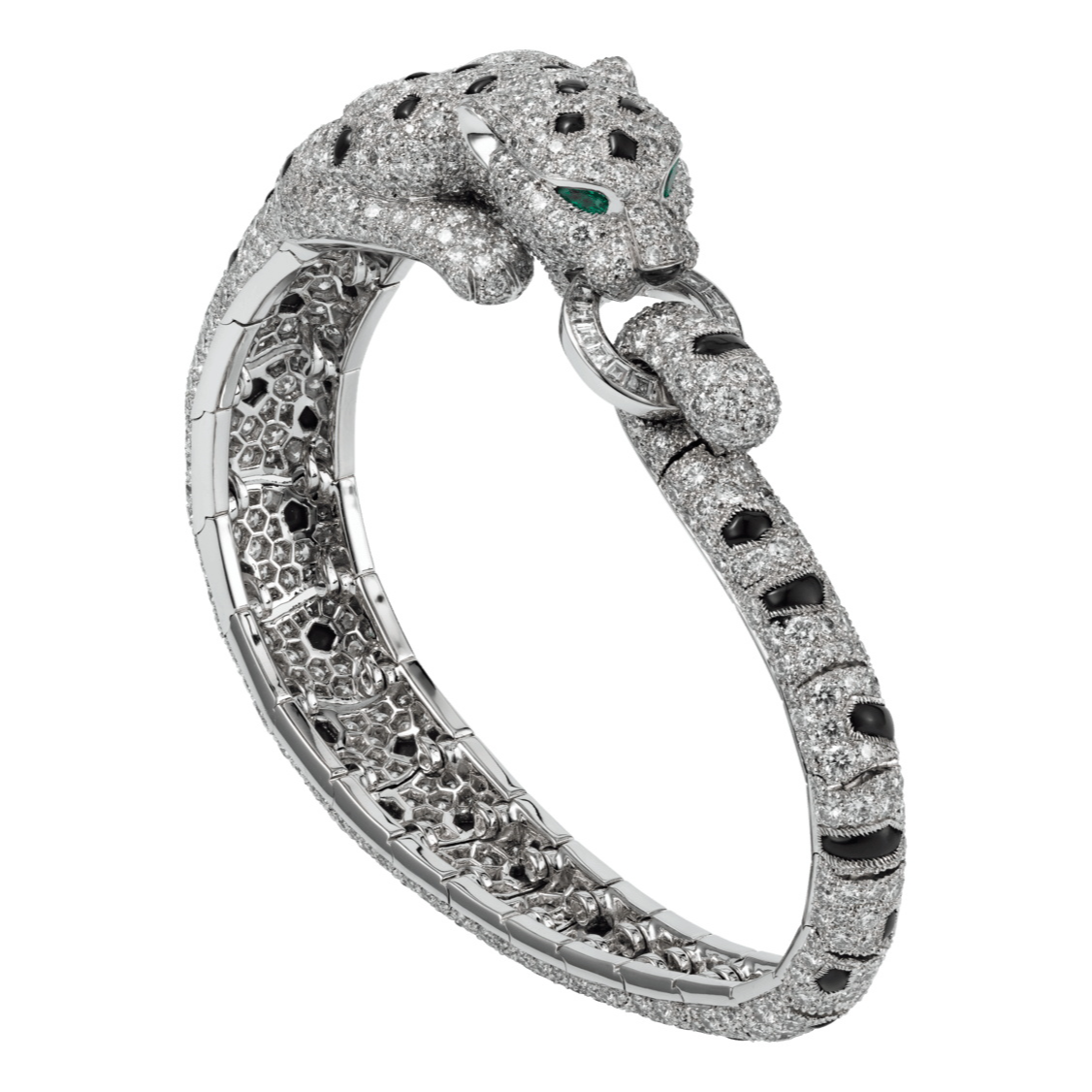 18K金满钻斑点咬圈豹子手镯 CZ (定制品质48小时鉴赏期）