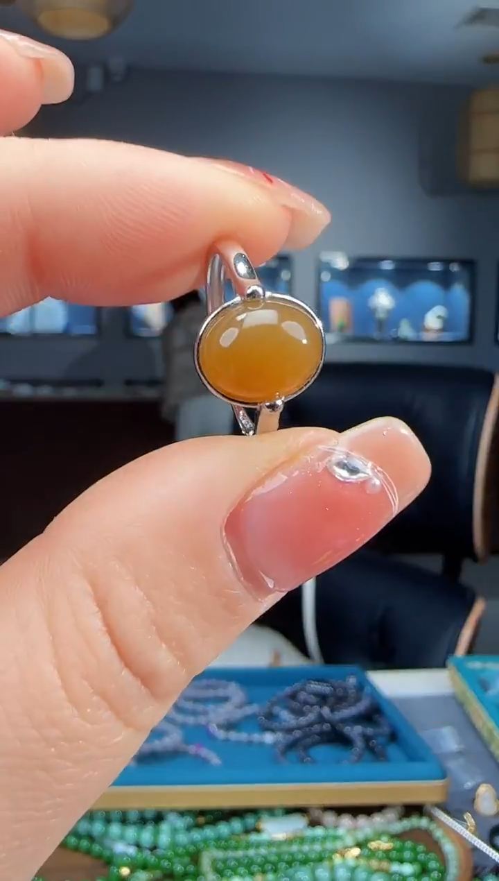 银S925镶嵌戒指和田玉1