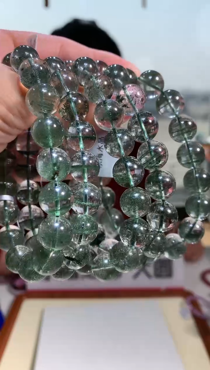 【闪购商品】水晶手链未镶嵌11.5-12mm绿幽灵千层多样性发其一